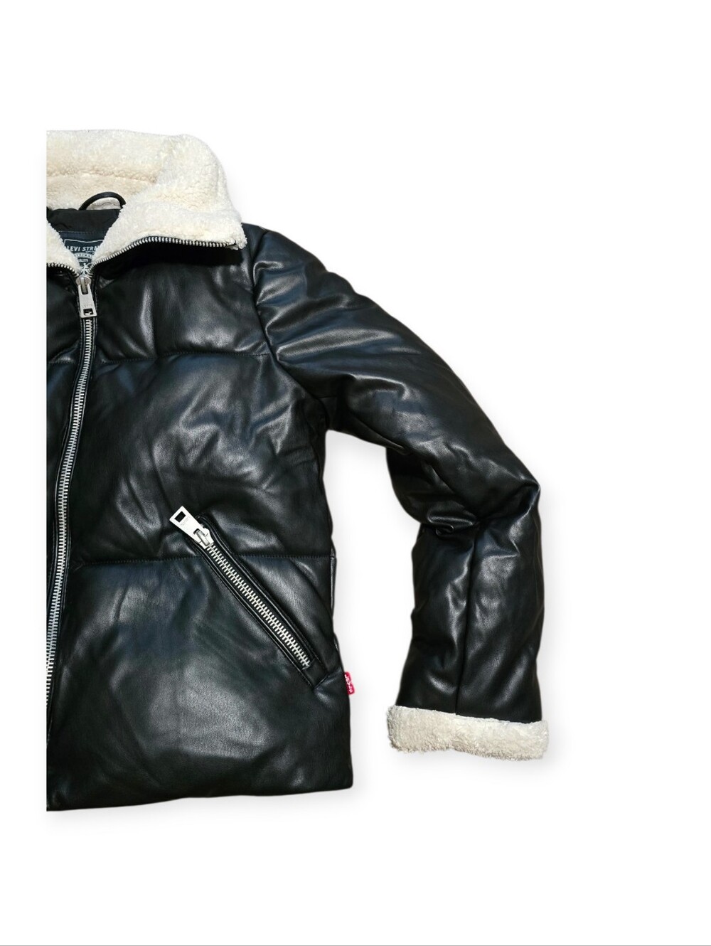 Levi's women's black faux leather puffer - Picture 3 of 8